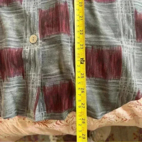 Vtg 90s NWT Casual Corner 100% Silk Red Grey Block Blouse - Size 14 - Picture 7 of 7